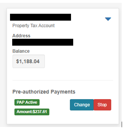 PAP amount example - VTH account listing page