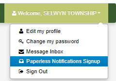 Screenshot showing how to access the Paperless Notifications Signup